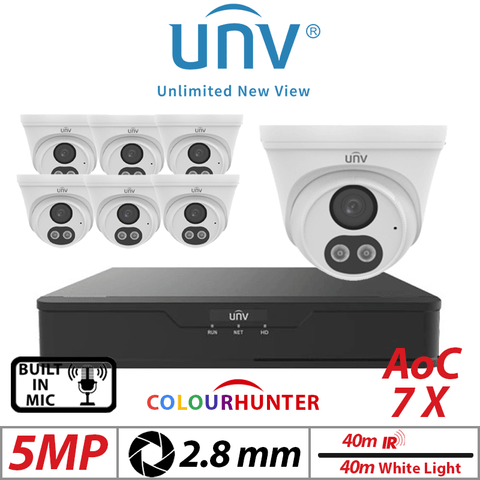Uniview 5MP 8CH 7X Smart Dual Light Turret Camera 2.8mm