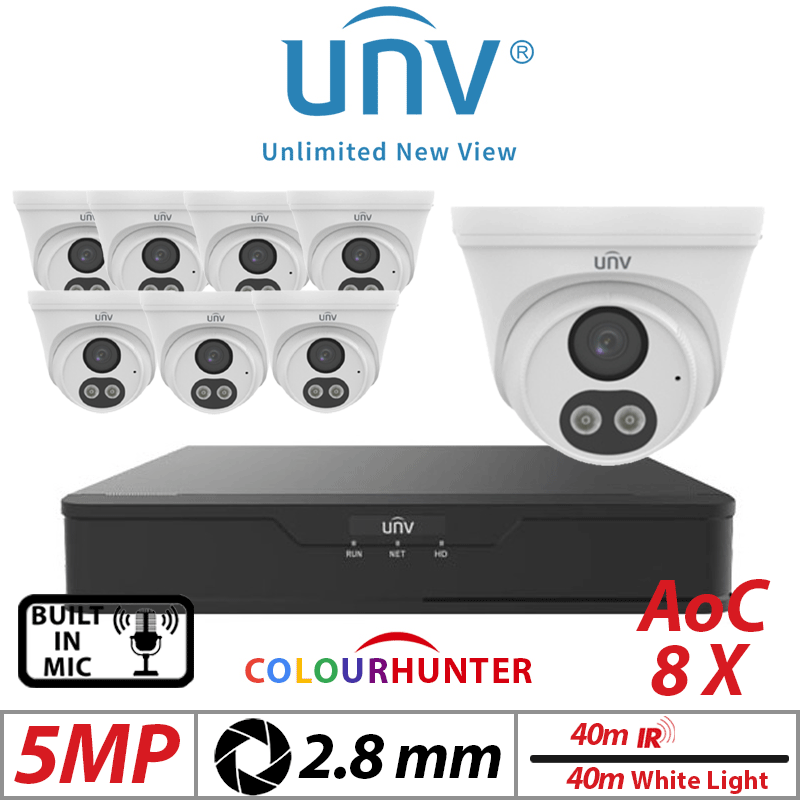 Uniview 5MP 8CH 8X Smart Dual Light Turret Camera 2.8mm