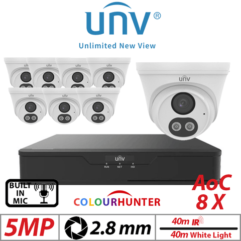5MP 16CH Uniview 8x Smart Dual-Light Turret Analog 2.8mm
