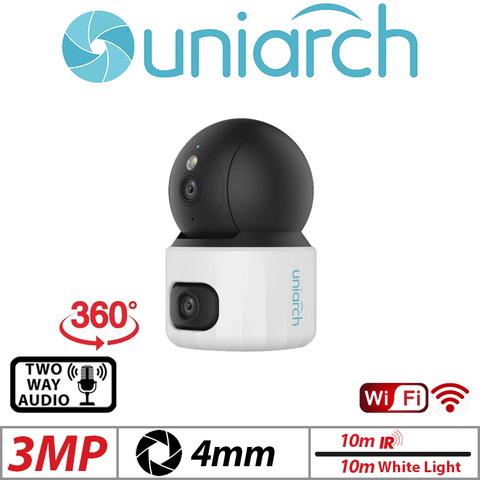Uniarch 2×3MP PT WiFi Indoor Dual-Lens Camera White UHO