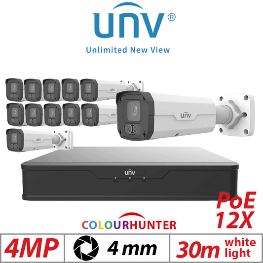 4MP 16CH Uniview 12x ColorHunter AI Bullet Network 4mm