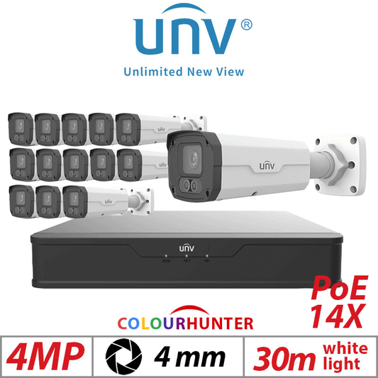 4MP 16CH Uniview 14x ColorHunter AI Bullet Network 4mm