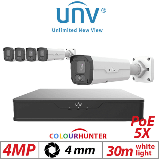 4MP 8CH UNIVIEW KIT – 5X ColorHunter AI Bullet Camera 4mm