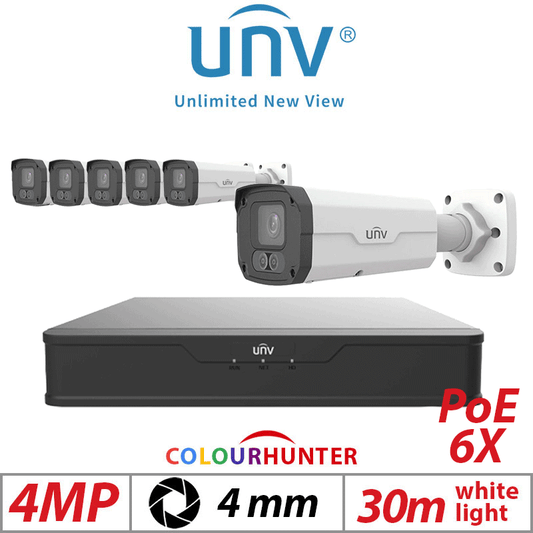 4MP 8CH UNIVIEW KIT – 6X ColorHunter AI Bullet Camera 4mm
