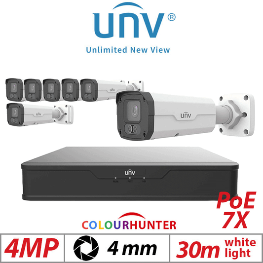 4MP 8CH UNIVIEW KIT – 7X ColorHunter AI Bullet Camera 4mm