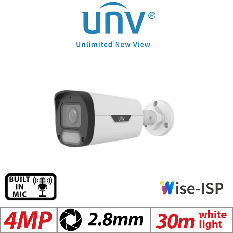 Uniview 4MP ColorHunter Fixed Bullet Camera 2.8mm White G1