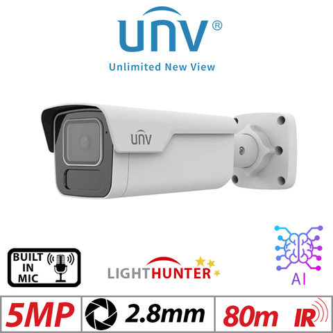 Uniview 5MP LightHunter Bullet Camera IR Mic 2.8mm HD