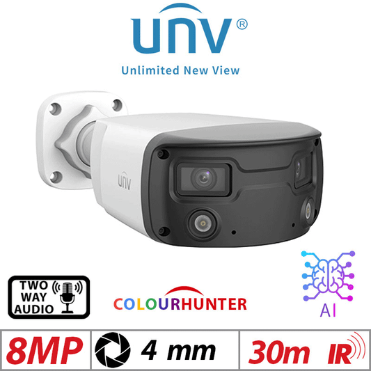 8MP Uniview ColorHunter Bullet Camera 24/7 Color 4mm AI Audio