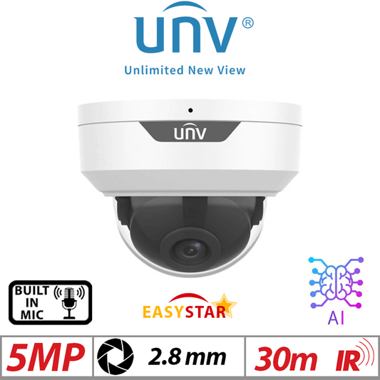 Uniview 5MP Vandal-Resistant Dome Network Camera 2.8mm