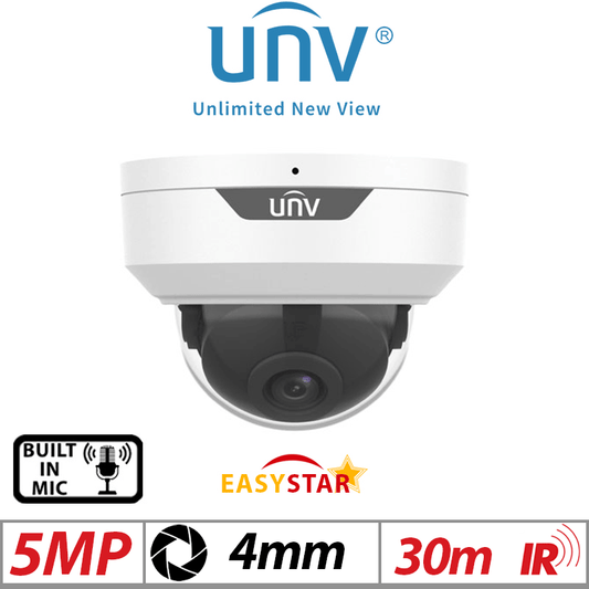 Uniview 5MP Vandal-Resistant Dome Network Camera 4mm White