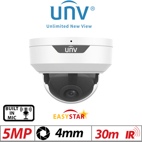 Uniview 5MP Vandal-Resistant Dome Network Camera 4mm White