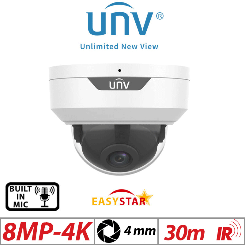 Uniview 8MP 4K Vandal-Resistant IR Dome Camera 4mm G1