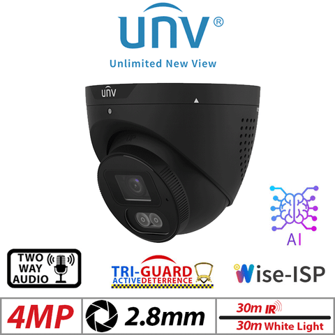 UNIVIEW 4MP Turret Camera Tri-Guard AI 2.8mm Black