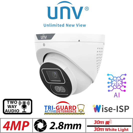 UNIVIEW 4MP Tri-Guard Turret Camera AI 2.8mm White