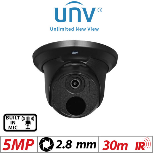 Uniview 5MP WDR Starlight Turret Dome Camera 2.8mm Black G2
