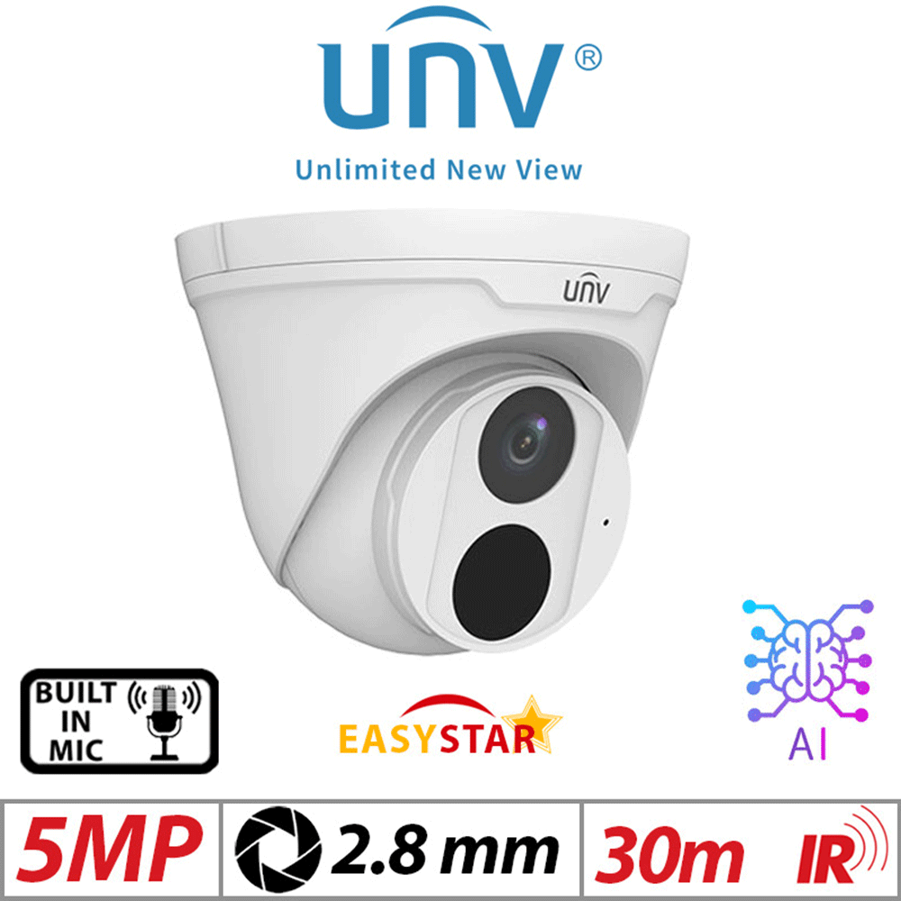 Uniview 5MP Turret IP Camera Easystar Mic 2.8mm IPC3615LE