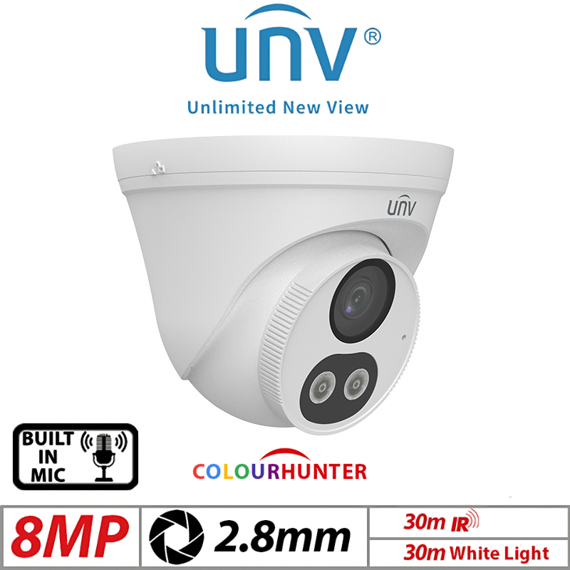 Uniview 8MP Turret Network Camera Dual-Light HD MIC 2.8mm