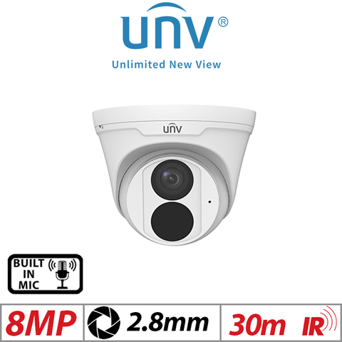 Uniview 8MP Fixed Dome Network Camera IR 2.8mm White IPC3618LB