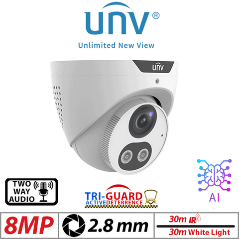 Uniview 8MP Tri-Guard ColorHunter AI Turret Camera Black G2