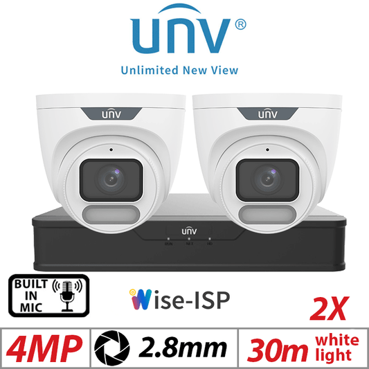 4MP 4CH UNIVIEW IP KIT – 2X ColorHunter Turret Camera 2.8mm