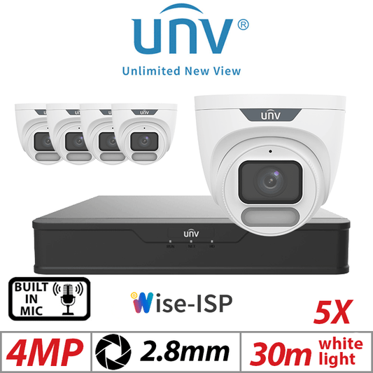 4MP 8CH UNIVIEW IP KIT – 5X ColorHunter Turret Camera 2.8mm