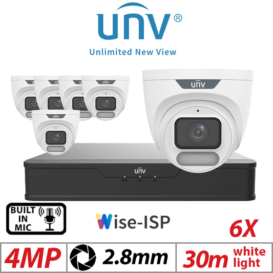 4MP 8CH UNIVIEW IP KIT – 6X ColorHunter Turret Camera 2.8mm