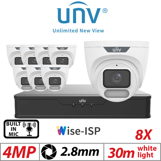 4MP 8CH UNIVIEW IP KIT – 8X ColorHunter Turret Camera 2.8mm