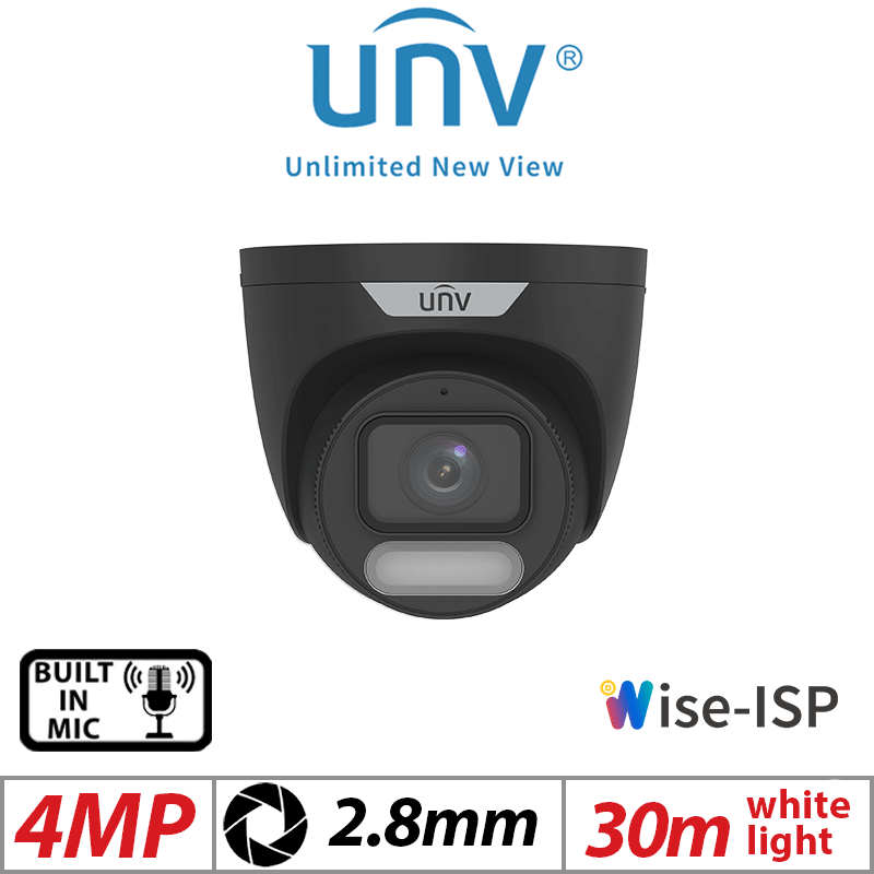 Uniview 4MP Turret IP Camera – ColorHunter, 2.8mm, Black