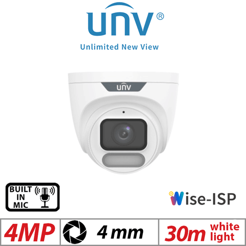 Uniview 4MP Turret IP Camera – ColorHunter, 4mm, White