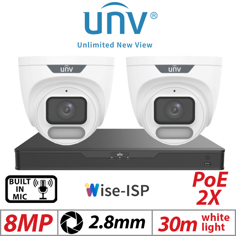 8MP 4CH UNIVIEW IP KIT – 3X Tri-Guard ColorHunter Turret