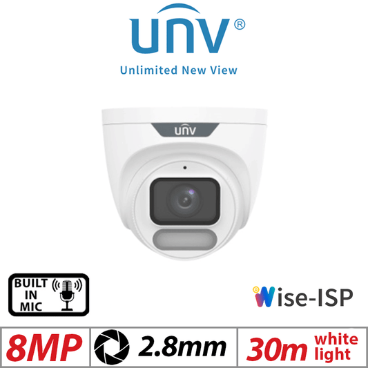 Uniview 8MP Turret Network Camera ColorHunter 2.8mm White