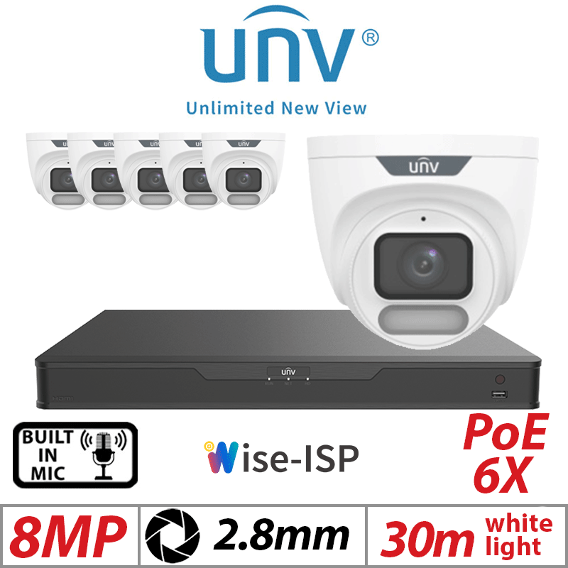 8MP 8CH UNIVIEW IP KIT – 6X ColorHunter Turret Camera 2.8mm