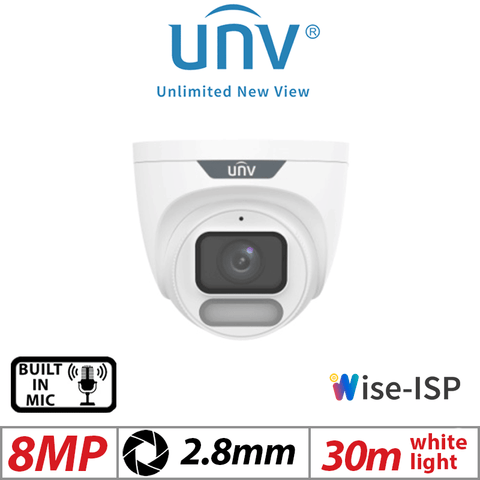 Uniview 8MP Turret Network Camera ColorHunter 2.8mm White