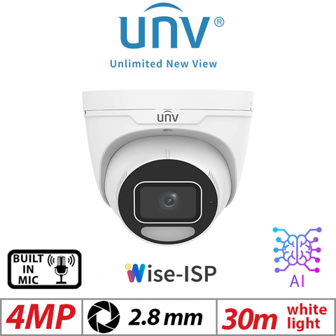 4MP UNIVIEW WISE-ISP HD TURRET CAMERA AI 24/7 COLOR 2.8MM