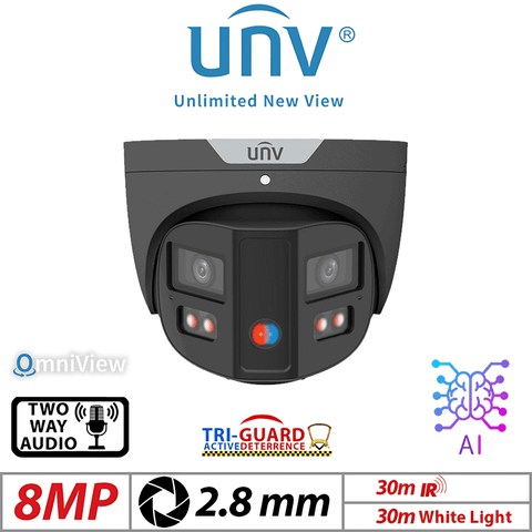 8MP Uniview Tri-Guard 2.0 Turret Camera ColorHunter 2.8mm