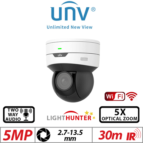 Uniview 5MP Mini PTZ LightHunter WiFi IR Camera White