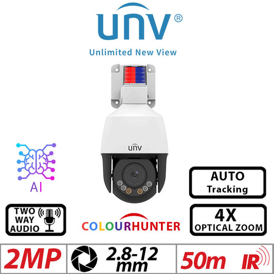 Uniview 2MP PTZ ColourHunter Camera 4X Zoom AI 2-Way Audio IPC6312LFW-AX4C-VG