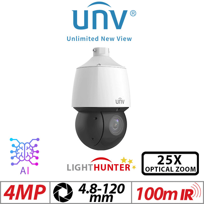 Uniview 4MP PTZ LightHunter Camera 25X Zoom AI