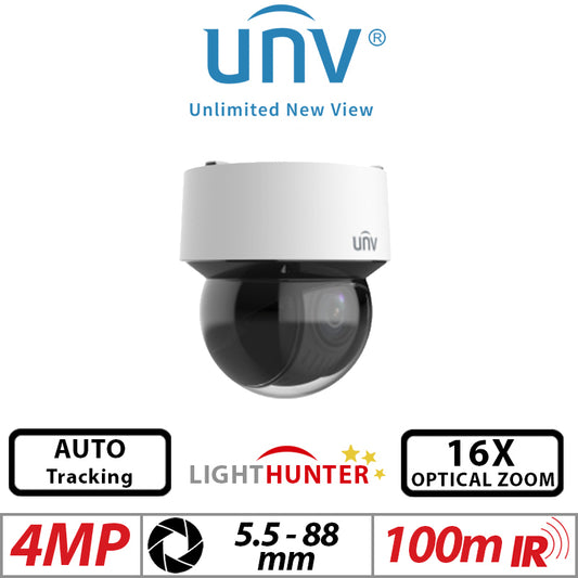 Uniview 4MP PTZ LightHunter Camera 16X Zoom Auto-Tracking
