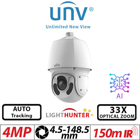 Uniview 4MP PTZ LightHunter Camera 33X Zoom Auto-Tracking