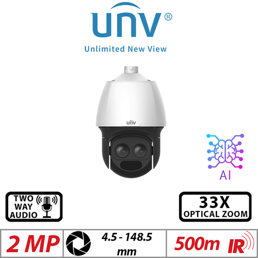 Uniview 2MP PTZ LightHunter Camera 33X Zoom AI Auto-Tracking IPC6652EL-X33-VF