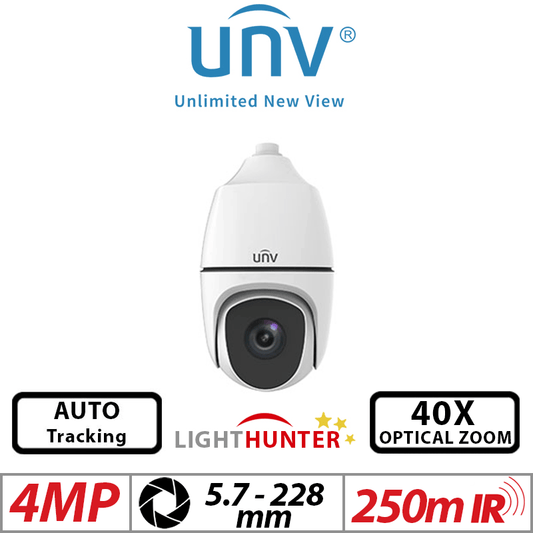 Uniview 4MP PTZ LightHunter Camera 40X Zoom Auto-Tracking