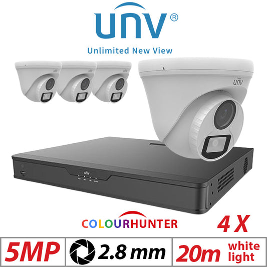 Uniview 5MP 8CH Balun Kit 4X ColorHunter Turret Camera 2.8mm
