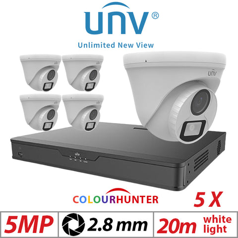 Uniview 5MP 8CH Balun Kit 5X ColorHunter Turret Camera 2.8mm