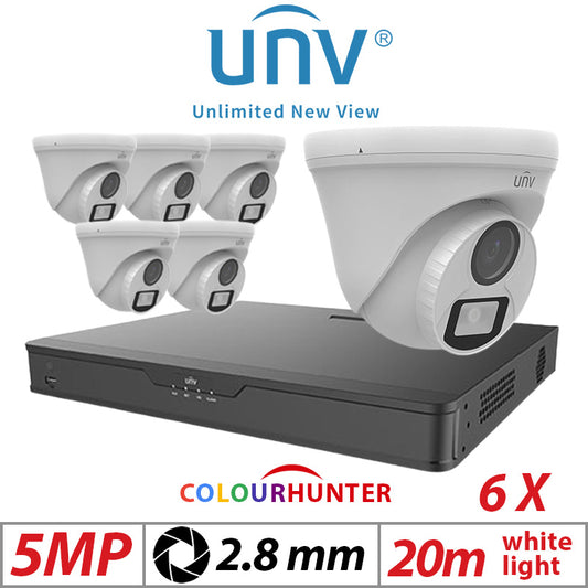 Uniview 5MP 8CH BNC Kit 6X ColorHunter Turret Camera 2.8mm