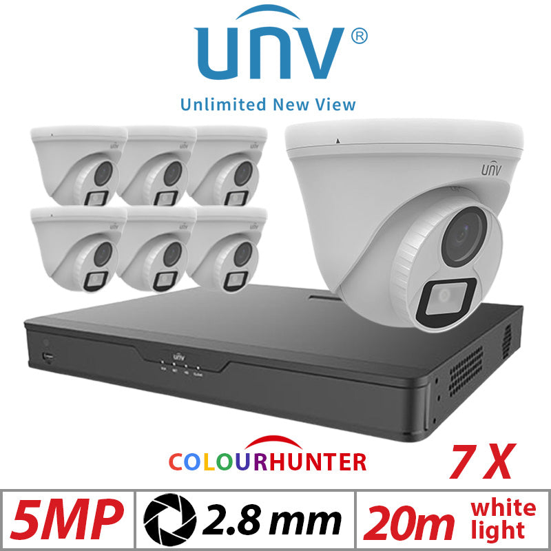 Uniview 5MP 8CH BNC Kit 7X ColorHunter Turret Camera 2.8mm