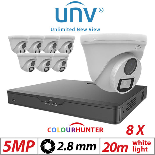 Uniview 5MP 8CH Balun Kit 8X ColorHunter Turret Camera 2.8mm