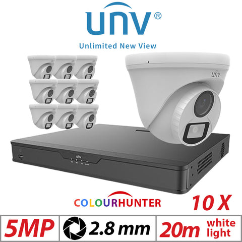 5MP 16CH Uniview BNC Kit 10x ColorHunter 24/7 Turret 2.8mm