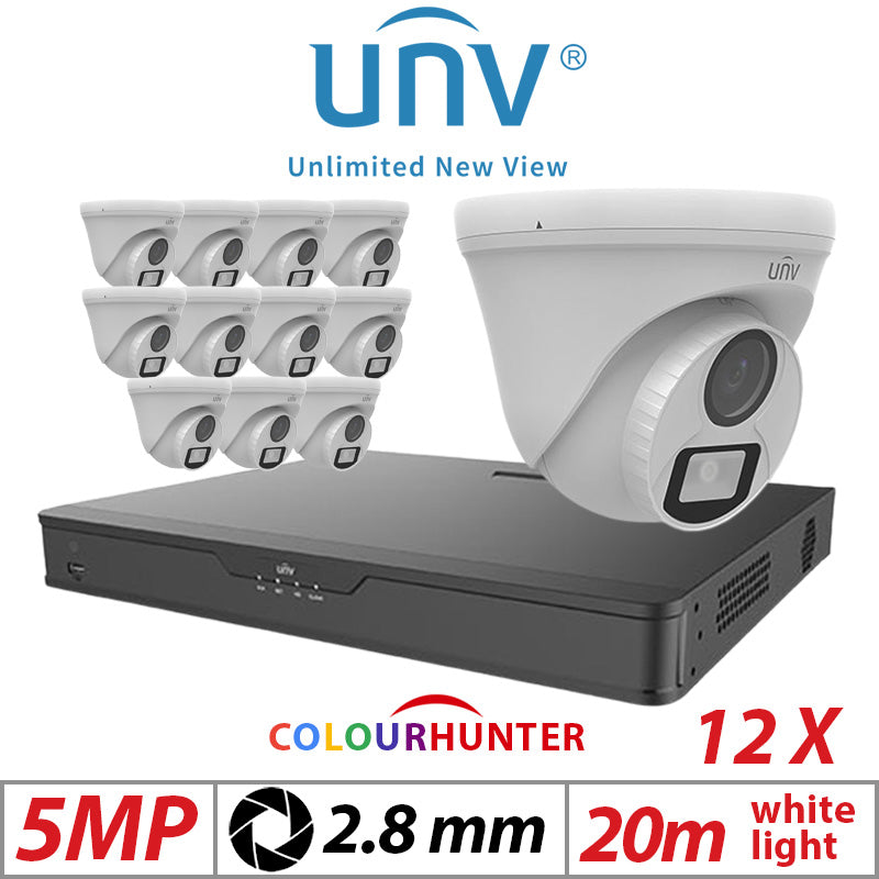 5MP 16CH Uniview BNC Kit 12x ColorHunter 24/7 Turret 2.8mm