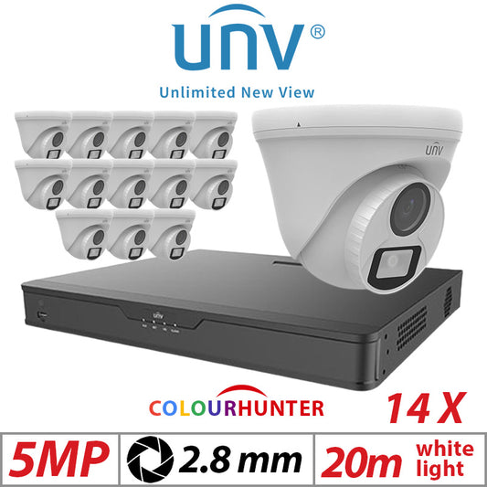 5MP 16CH Uniview BNC Kit 14x ColorHunter 24/7 Turret 2.8mm